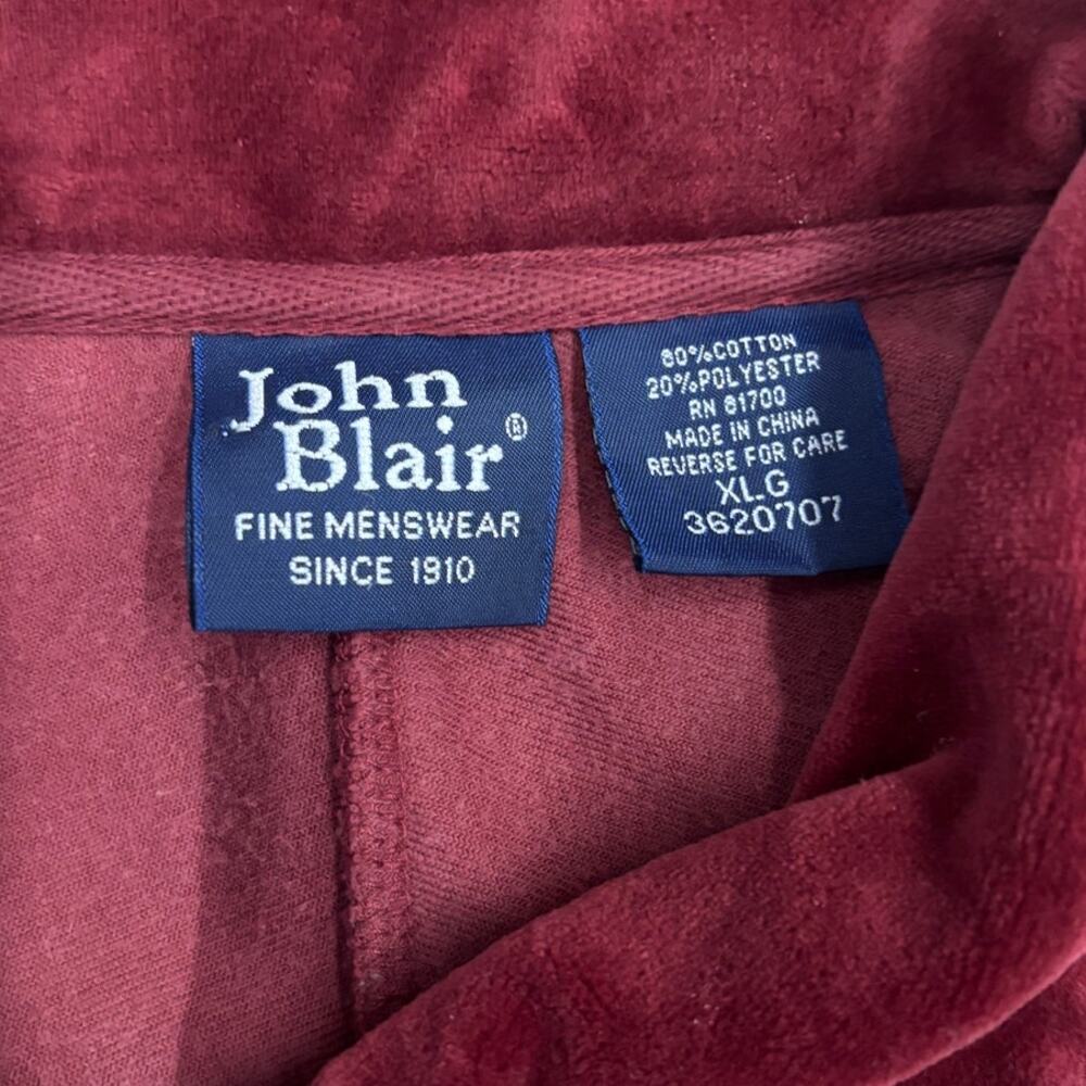 Vtg John Blair Mens Velour Track Suit Size XLG 2-Pc Jacket Pants Red Brown - Picture 9 of 15